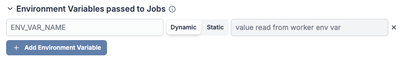 Environment variables passed to jobs Environment variables passed to jobs